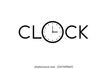 Typography Text Clock Logo Design Inspiration