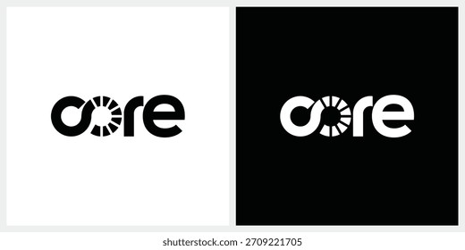 Diseño de logotipo de núcleo de texto, Plantilla de Vector gráfico de núcleo de texto de marca de palabra