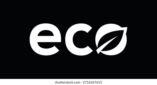 Tipografía Texto Diseño de logotipo ecológico, hojas orgánicas Concepto de icono de Vector gráfico de naturaleza