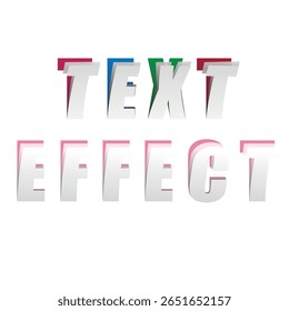  Typography text effect vector design . Editable Peel off text effect flat vector illustration.