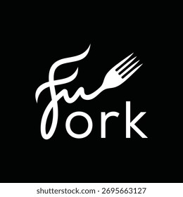 tipografia garfo de texto design de logotipo moderno e único. marca nominativa garfo recomendado para empresas relacionadas com alimentos.	