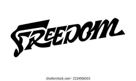 typography with text "freedom" on white background