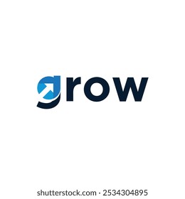 Typography Text Grow, Arrow Logo Design Inspiration.