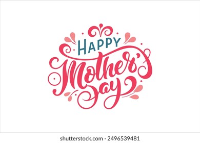 A typography for the text happy mother's day calligraphy style with simple ornament for t shirt design vector art illustration.