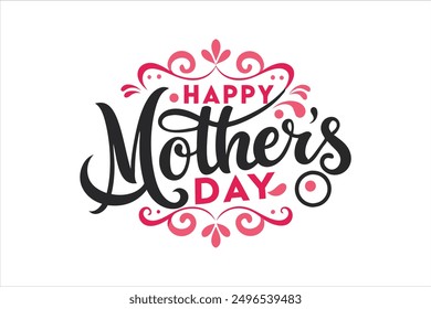 A typography for the text happy mother's day calligraphy style with simple ornament for t shirt design vector art illustration.