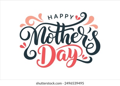 A typography for the text happy mother's day calligraphy style with simple ornament for t shirt design vector art illustration.