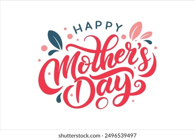 A typography for the text happy mother's day calligraphy style with simple ornament for t shirt design vector art illustration.