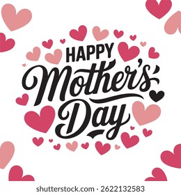 A typography for the text happy mother's day. Hand drawn lettering typography poster on white background. Text card invitation, template, tag, icon.
