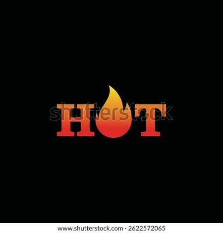 typography text hot logo design, fire flame graphic icon concept