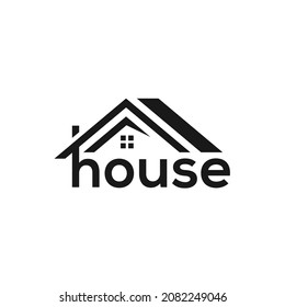 Typography Text House, Building Construction House Architects Logo Design