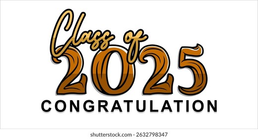 Ilustração de texto tipográfico para a classe de graduação 2025, classe de design 2025.