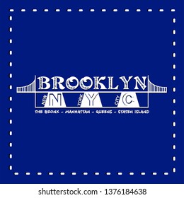 Typography text with illustrations of Brooklyn Bridge for t-shirt template