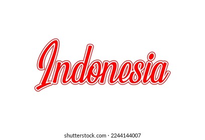 Typography text Indonesia on red and white theme