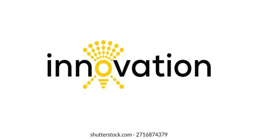 Diseño del logotipo de la innovación del texto de la tipografía, concepto gráfico del Vector del icono de la bombilla