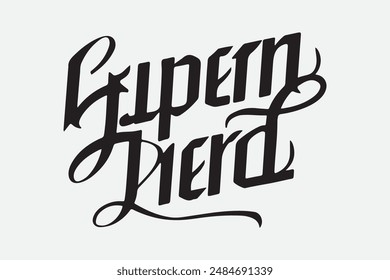 Eine Typografie für den Text "Jackie Shroff" Kalligrafie Stil weiß Hintergrund mit einfachen Ornament für T-Shirt-Design
