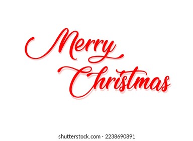 Typography text Merry Christmas on red color