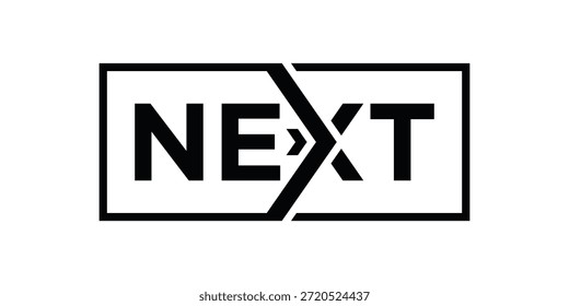 typography text next logo design graphic vector, word mark next symbol icon, square business forward graphic symbol concept