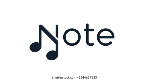 typography text note music logo design vector template