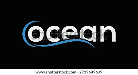 typography text ocean logo design, wave sea surfing graphic icon concept