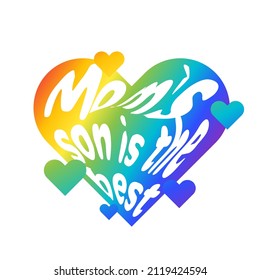 Typography text phrase distortion heart rainbow mom love son best illustration