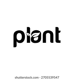 tipografia texto planta logotipo projeto, deixa símbolo ícone vetor modelo