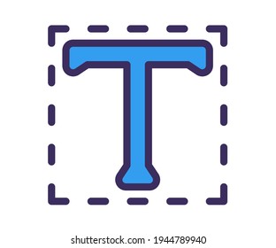 typography text tool single isolated icon with filled line and outline flat style