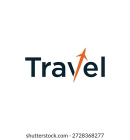 tipografia texto viagem logotipo design, seta jato avião símbolo ícone vetor	