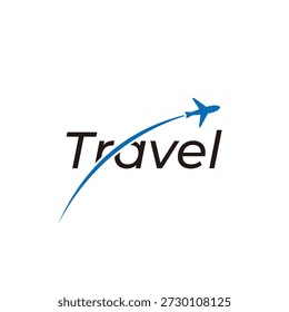 tipografia texto viagem logotipo design, seta jato avião símbolo ícone vetor	