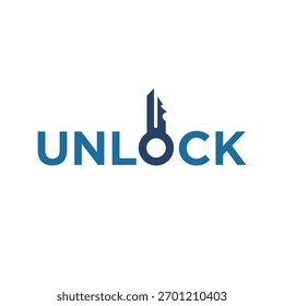 Inspiración de Vector de diseño de logotipo de desbloqueo de texto.