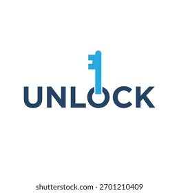 Tipografia Texto Desbloquear Logo Design Vetor Inspiration.
