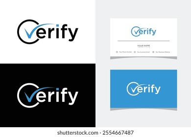 typography text verify logo design and business card. Vector illustration