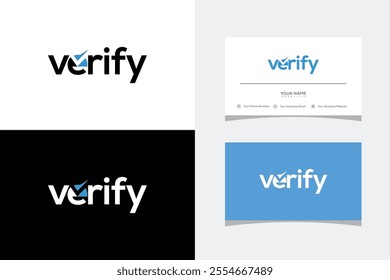 typography text verify logo design and business card. Vector illustration