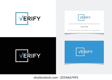 typography text verify logo design and business card. Vector illustration