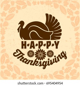 Typography of Thanksgiving. Beautifully decorated holiday text with autumn elements.