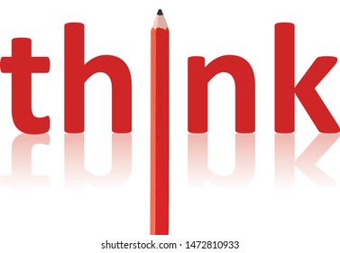 typography think composition red pencil