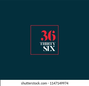Typography thirty six, Digit 36 logo icon vector template. 
