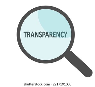 Typography Of Transparency Word Under Magnifying Glass. Transparency Concept.