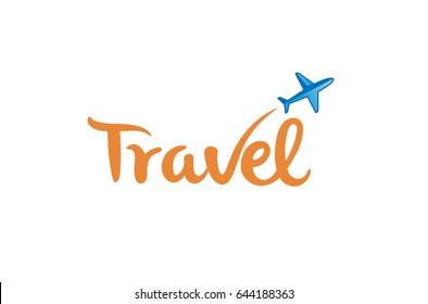 Typography Travel Airplane Creative Letter Design Illustration