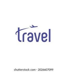 Typography travel with airplane icon. Simple and modern. Can be used for template backgrounds.