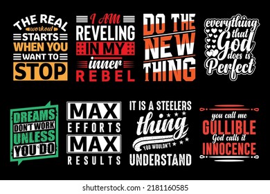 Typography t-shirt design bundle, free vector element, graphic illustration