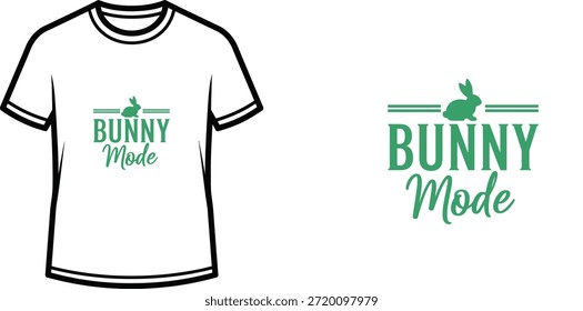 Diseño de la camiseta de la tipografía con las letras del "modo del conejo"; Obra de arte temática del conejo. aislada en el fondo blanco