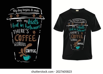 Diseño de camisetas de tipografía. Cita de café. Ilustración vectorial pintada a mano, inscripción. Café por la mañana. Ilustración vintage de corte de café.