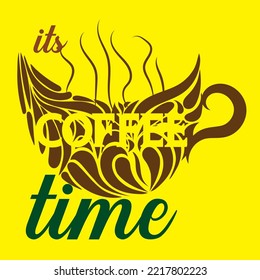 typography T-shirt design = ITS COFFEE TIME, stylish and fashionable T-shirt design