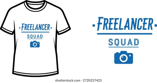 Typography t-shirt design with "FREELANCER SQUAD" lettering; T-shirt themed artwork. isolated on white background