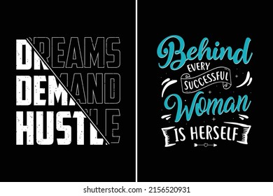 Typography tshirt design hustle and successful woman vector file