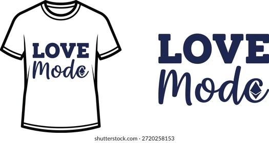 Typography t-shirt design with "LOVE Modo" lettering; T-shirt themed artwork. isolated on white background