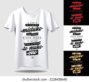 typography T-shirt design mockup. New black and white typography t-shirt design with mockup in different color.