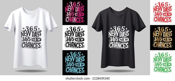 typography T-shirt design mockup. New black and white typography t-shirt design with mockup in different color.