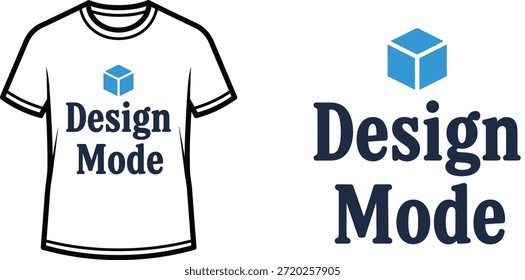 Typography t-shirt design with "Design Mode" lettering; T-shirt with a logo themed artwork. isolated on white background