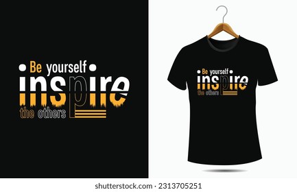Typography t-shirt design motivational quotes, black
lettering tshirt realistic mockup with short sleeves.